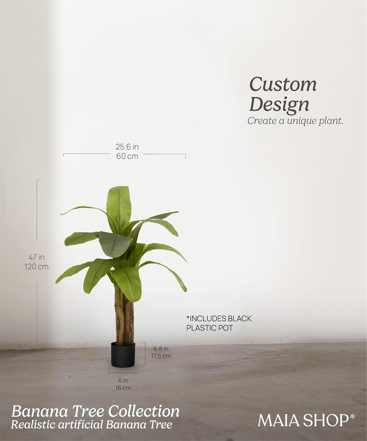 Maia Shop 2 Pack, 4ft Artificial Banana Tree Plant for House, Apartment or Office – Realistic Fake Indoor Plants for Living Room, Kitchen, Bedroom, Entryway or Bathroom