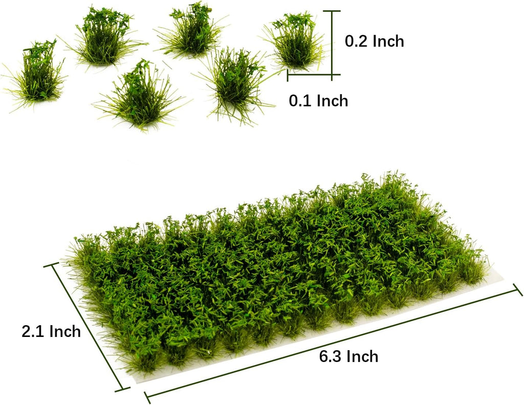 Warmtree 104 Pcs Static Grass Tuft Model Grass Tufts Railway Artificial Grass Miniature War Gaming Terrain DIY Model Railroad Scenery War Gaming Scenery (Dark Green Granular)