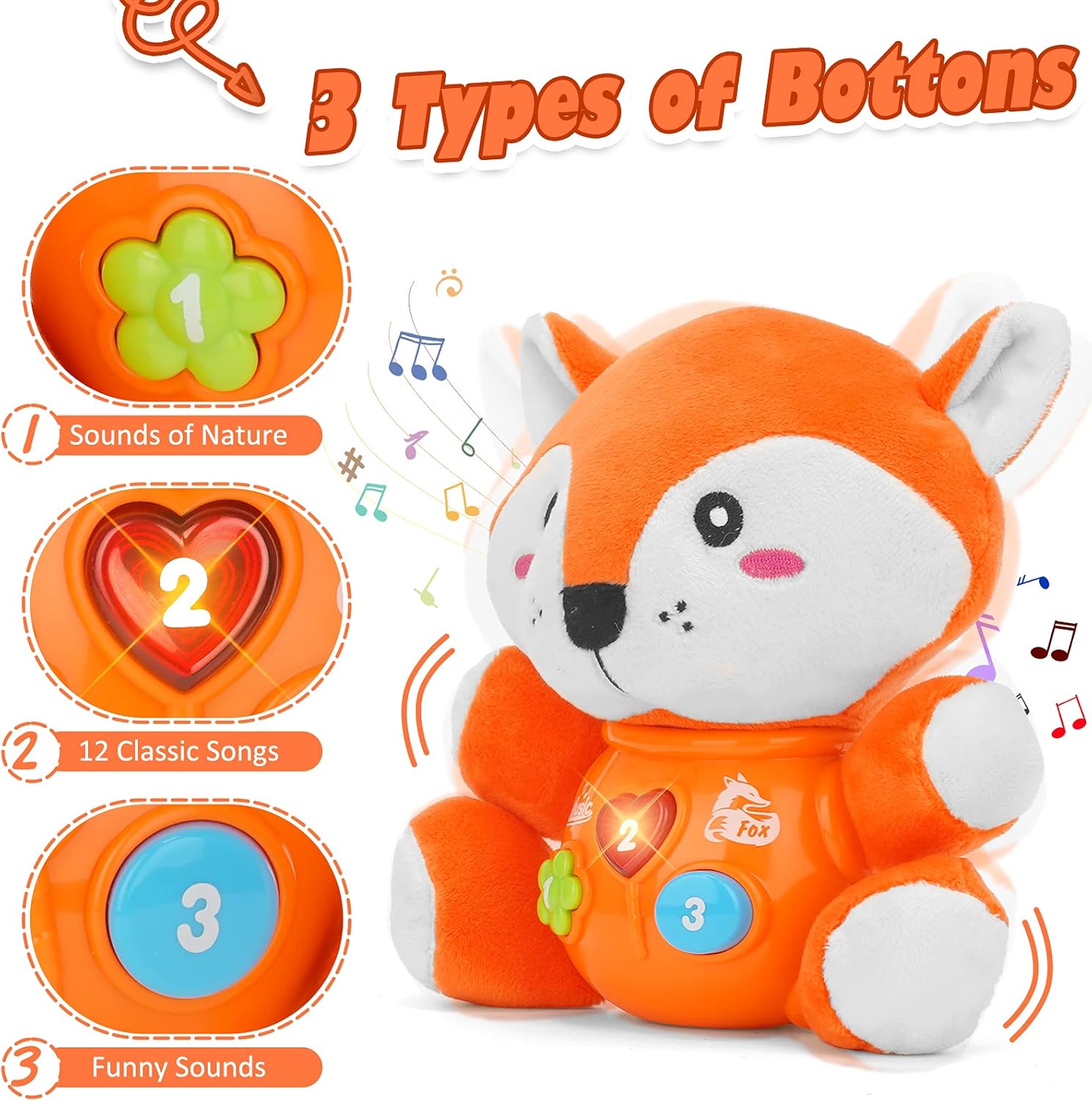 Musical Baby Toys, Cute Fox Newborn Toys for Toddlers Babies 0 3 6 9 12 Month, Infants Baby Toy for Girls and Boys Best Gift