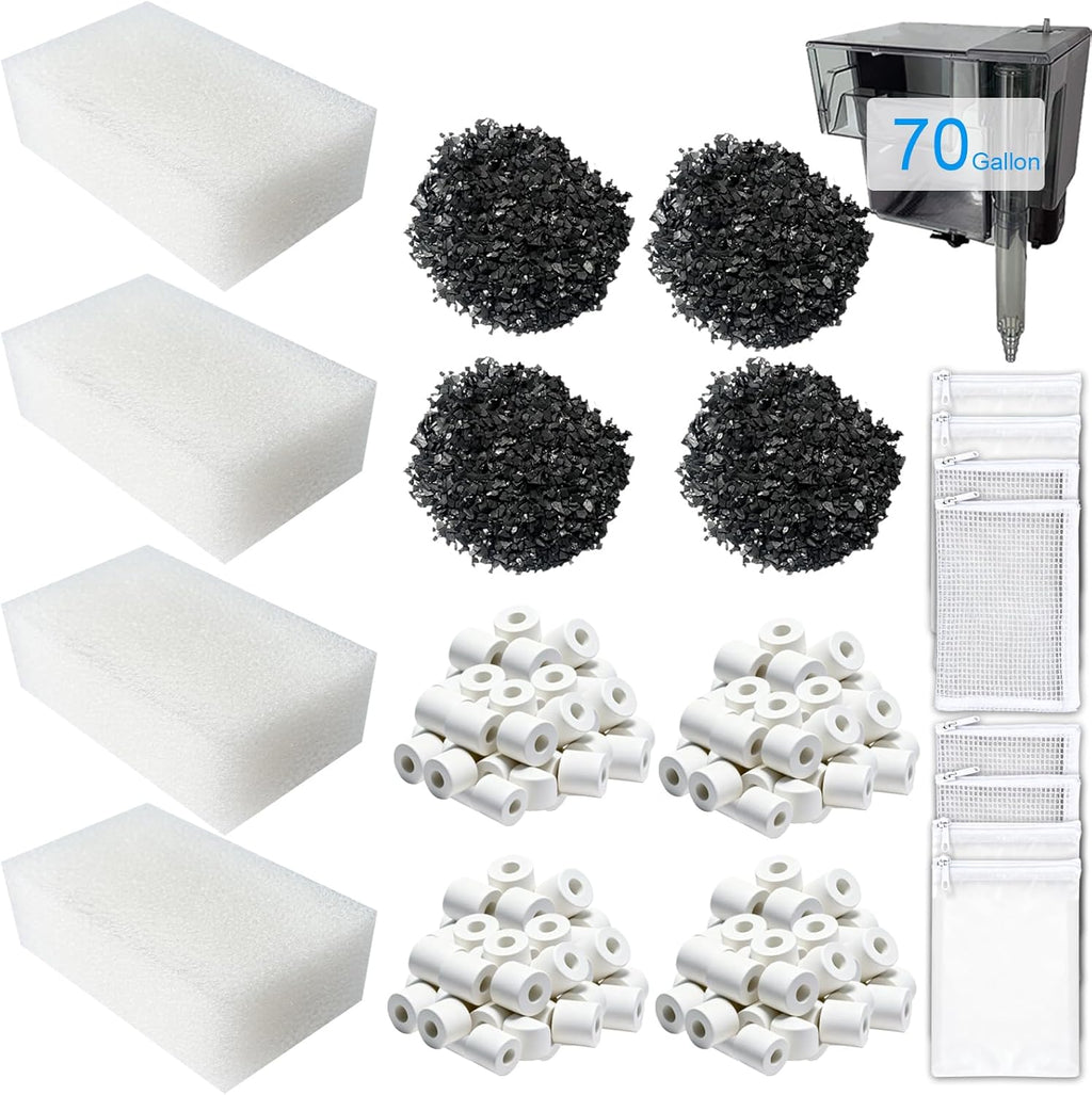 12 Pack Aquarium Maintenance Media Kits Compatible with AquaClear 70 Power Filter. Fish Tank Filter for 40 to 70-Gallon Aquariums Waterfall Filter