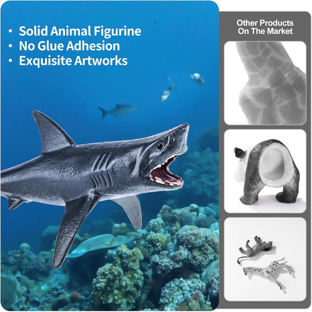 36PCS Sea Animal Toys with Shark, Whale, Octopus & Other Ocean Animal FigurinesToys for Kids, Ocean Theme Cake Toppers Party Favors Birthday Gift for Boys Girls