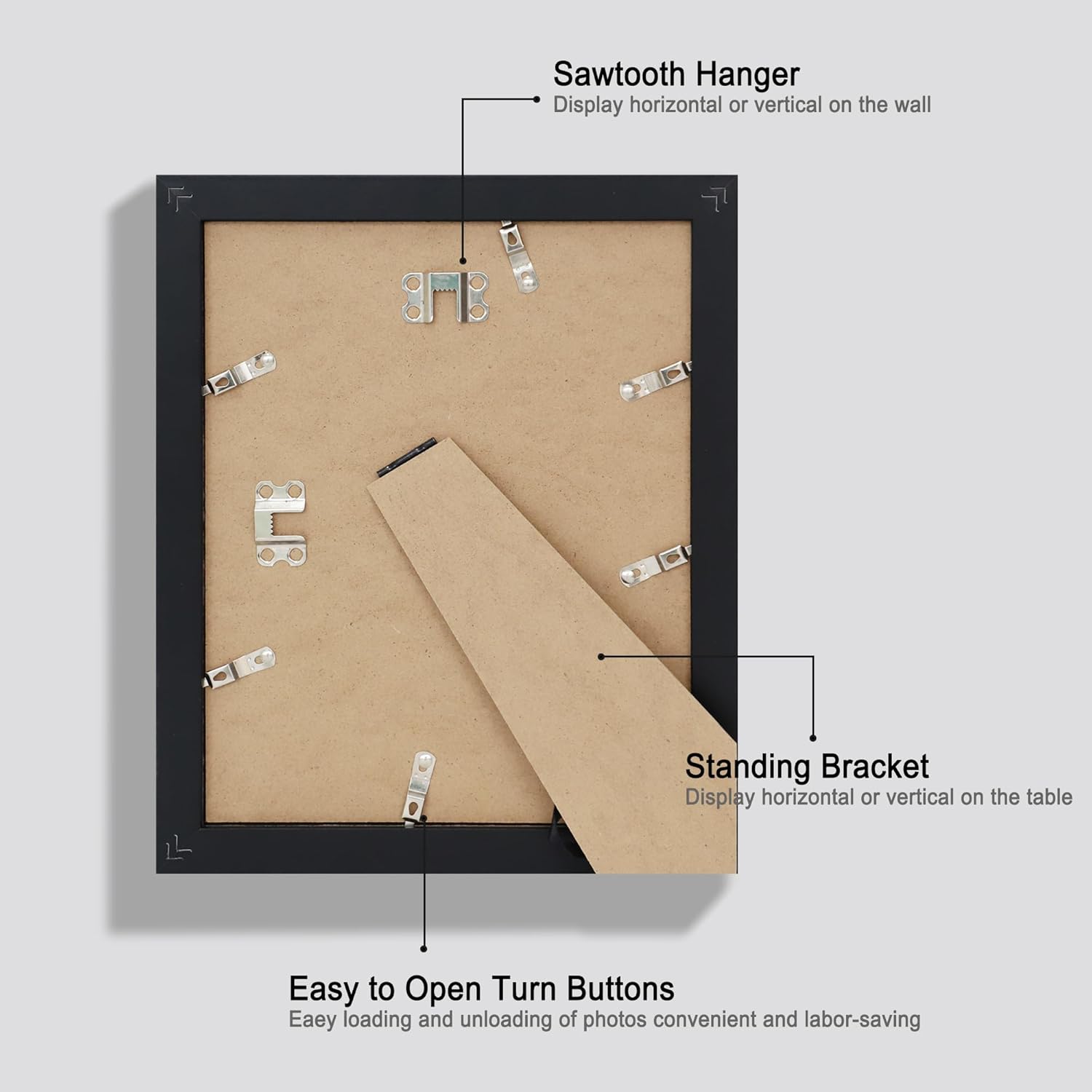 8x10 Picture Frame Set of 4, Made of Real Glass and Black Wooden Frame, 8 by 10 Photo for Wall or Tabletop - Display Picture 5x7 with Mat or 8x10 Without Mat