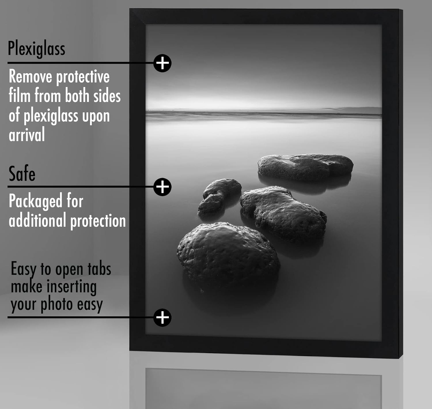 Americanflat 17x22 Picture Frame with Polished Plexiglass - Black Picture Frame - Wide Photo Frames Made of Engineered Wood for Vertical or Horizontal Wall Display - Epic Collection - Black