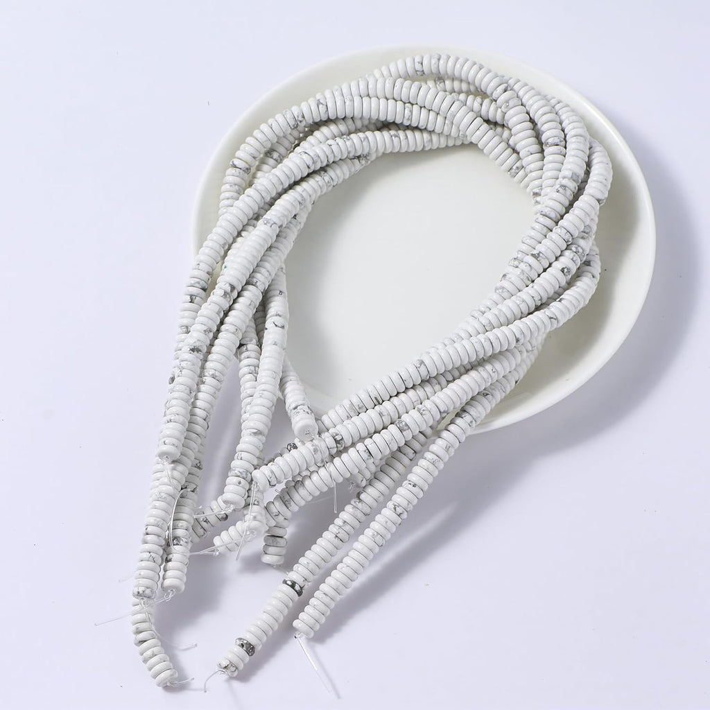Natural White Howlite Disk Stone Spacer Beads 6x2mm 38cm/str Flat Rondelle Loose Semi Gemstone Caps for Making Bracelets Necklace