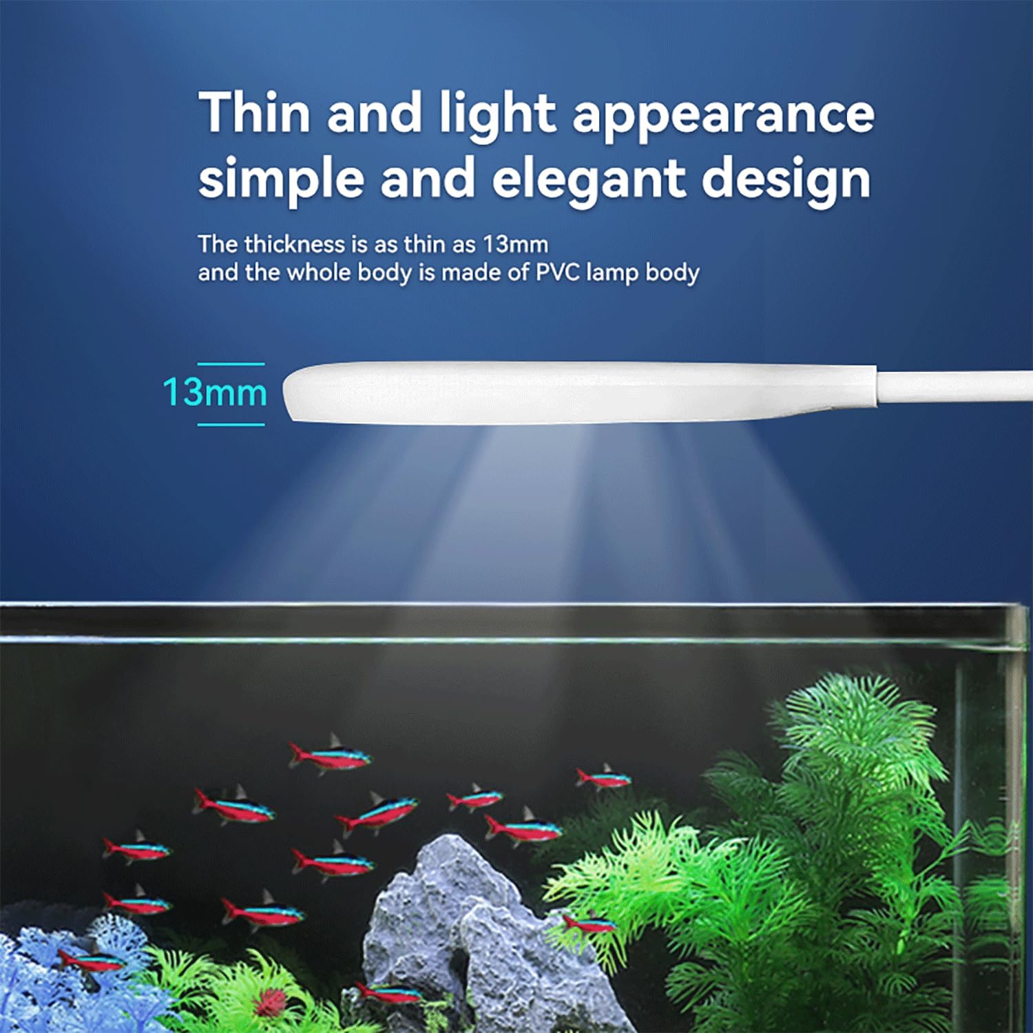 5-8 Gallon Fish Tank Clip On Aquarium Light with White Blue Red LEDs Small Aquarium Light, Full Spectrum Fish Tank Light with USB Port and 360 Degrees Flexible Rotate