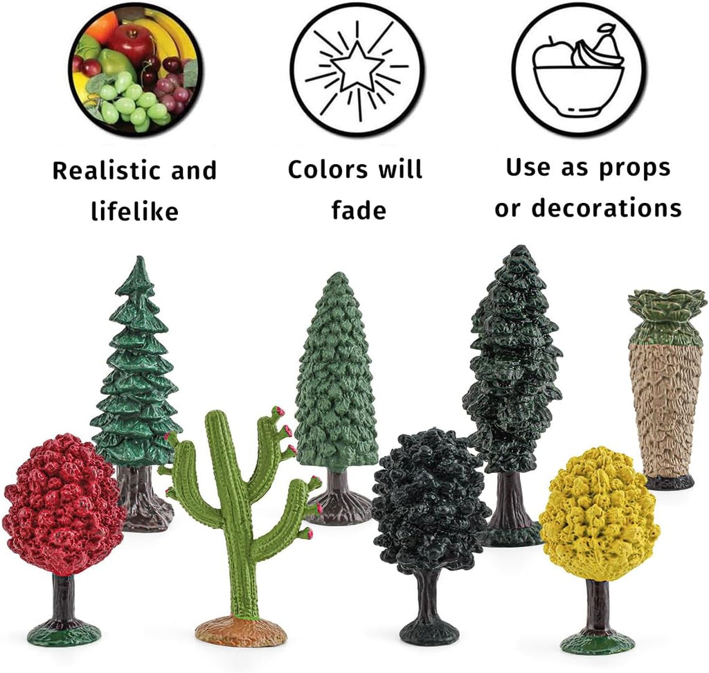 Realistic Plastic Trees Toys Plant Toy Set for Kids Sensory Bins Learning Toys Realistic Food Figurines School Projects Sand Box Decor