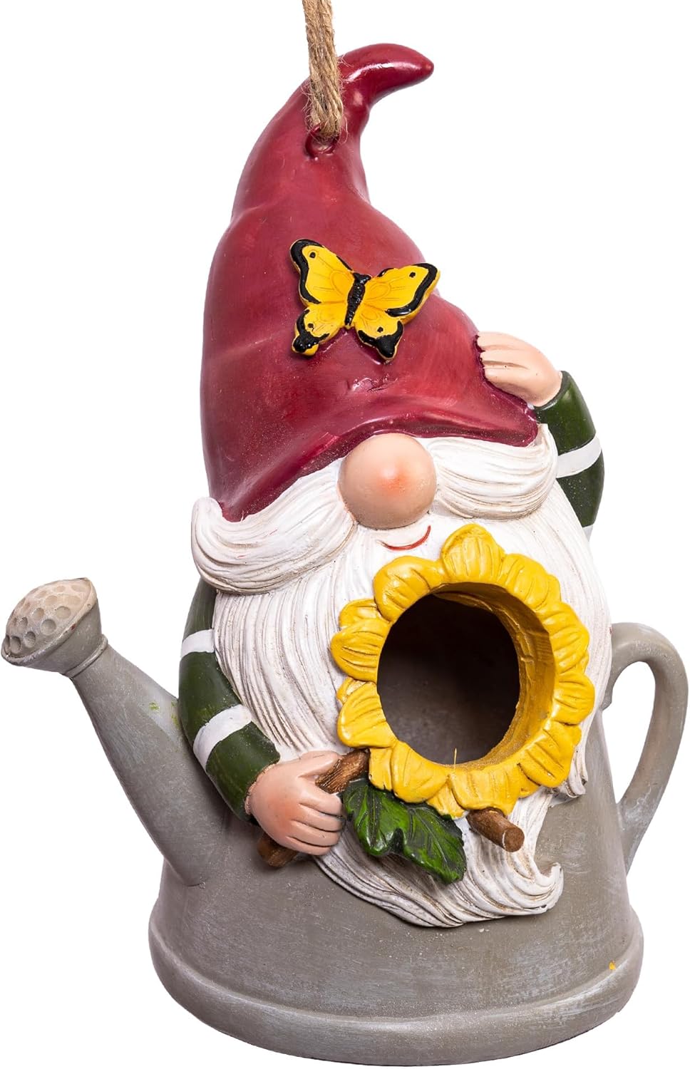 Topadorn Bird House Resin Carved Butterfly Birdhouse, Hanging Resin Garden Bird House Decoratvie Birdhouse, Red