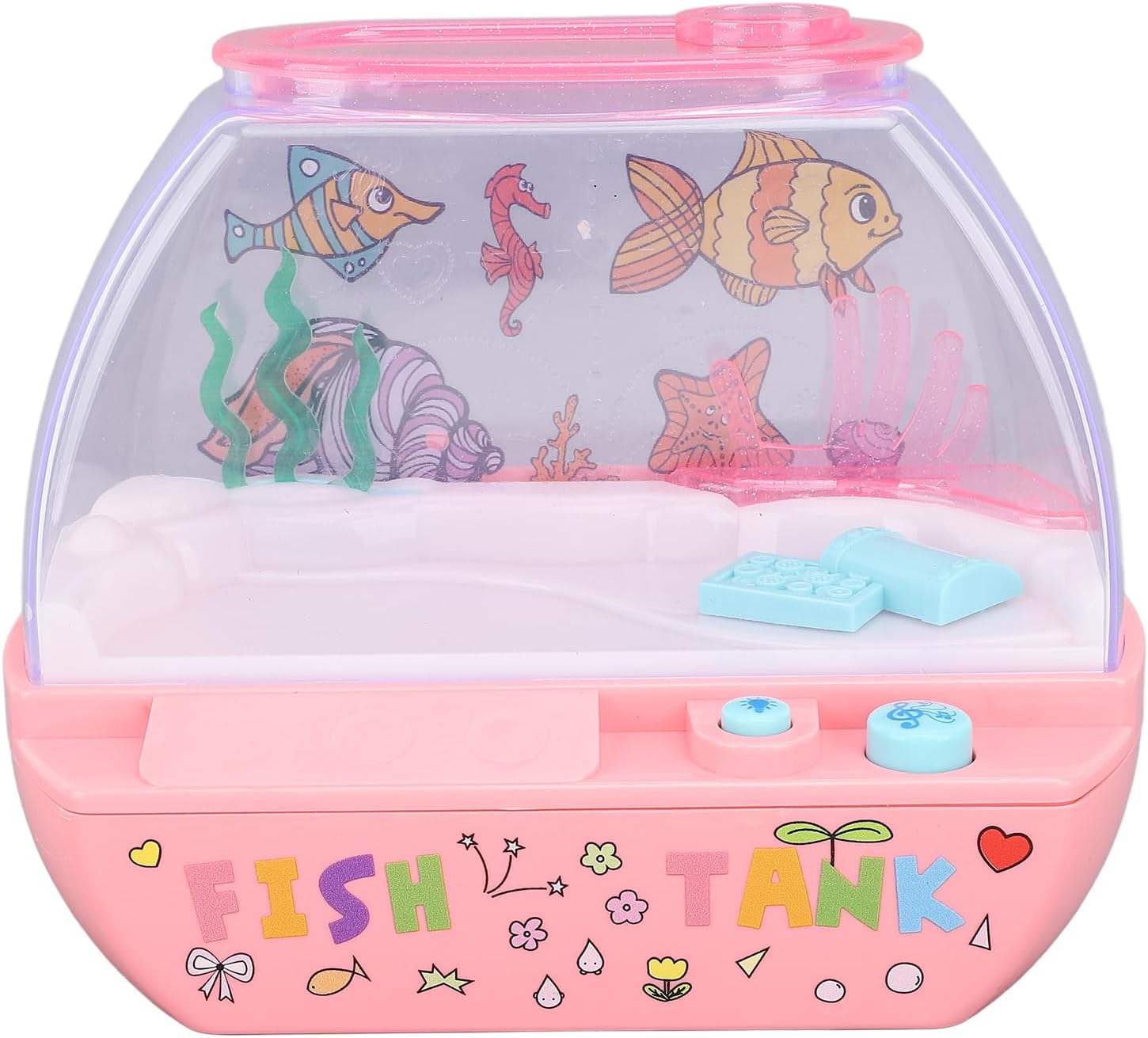 TOPINCN Fake Fish Tank for Kids and Adults, Mini Aquarium Children Aquarium Toy Educational Toy with Light and Music, Artificial Fish Tank with Moving Fishes