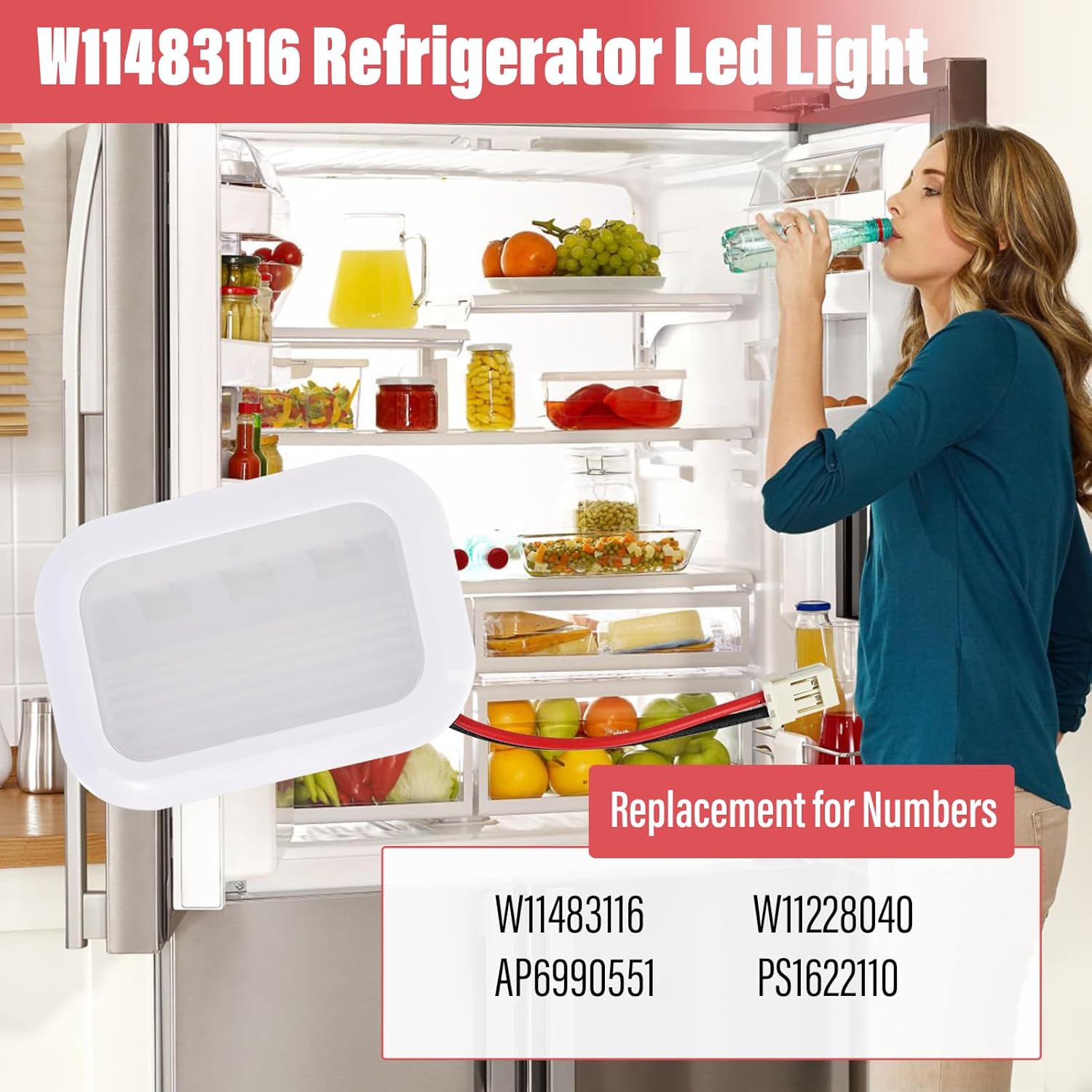 W11483116 Refrigerator LED Light Module For Whirlpool Replacement W11483116, W11228040, AP6990551, PS16221108