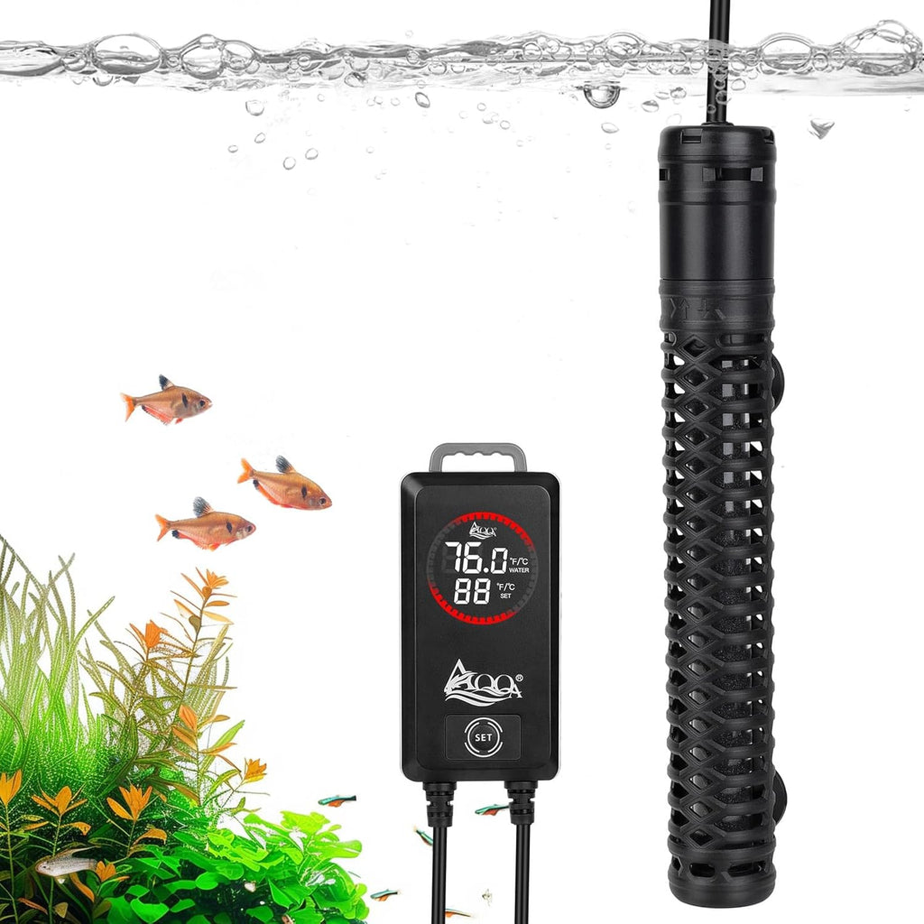AQQA 300W Aquarium Heater, Fish Tank Heater with Digital Thermostat, Over-Temperature and Dry-Run Protection, for 55-75 Gallon Freshwater, Saltwater, Turtle Betta Fish Tank Aquarium