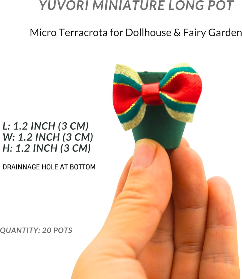 Mini Terracotta Pots – Small Clay Flower Pots for Succulents, Cactus, DIY Crafts, Fairy Garden, Dollhouse, School Projects, Mini Planters - Set of 30 (Bow Accent, 1.2 Inch)