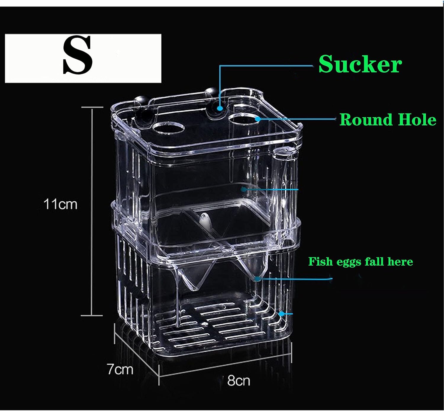 Aquarium Fish Breeder Box Plastic Fish Isolation Breeding Box Hatching Incubator Box for Baby Fish Shrimp Clownfish Guppy （S）
