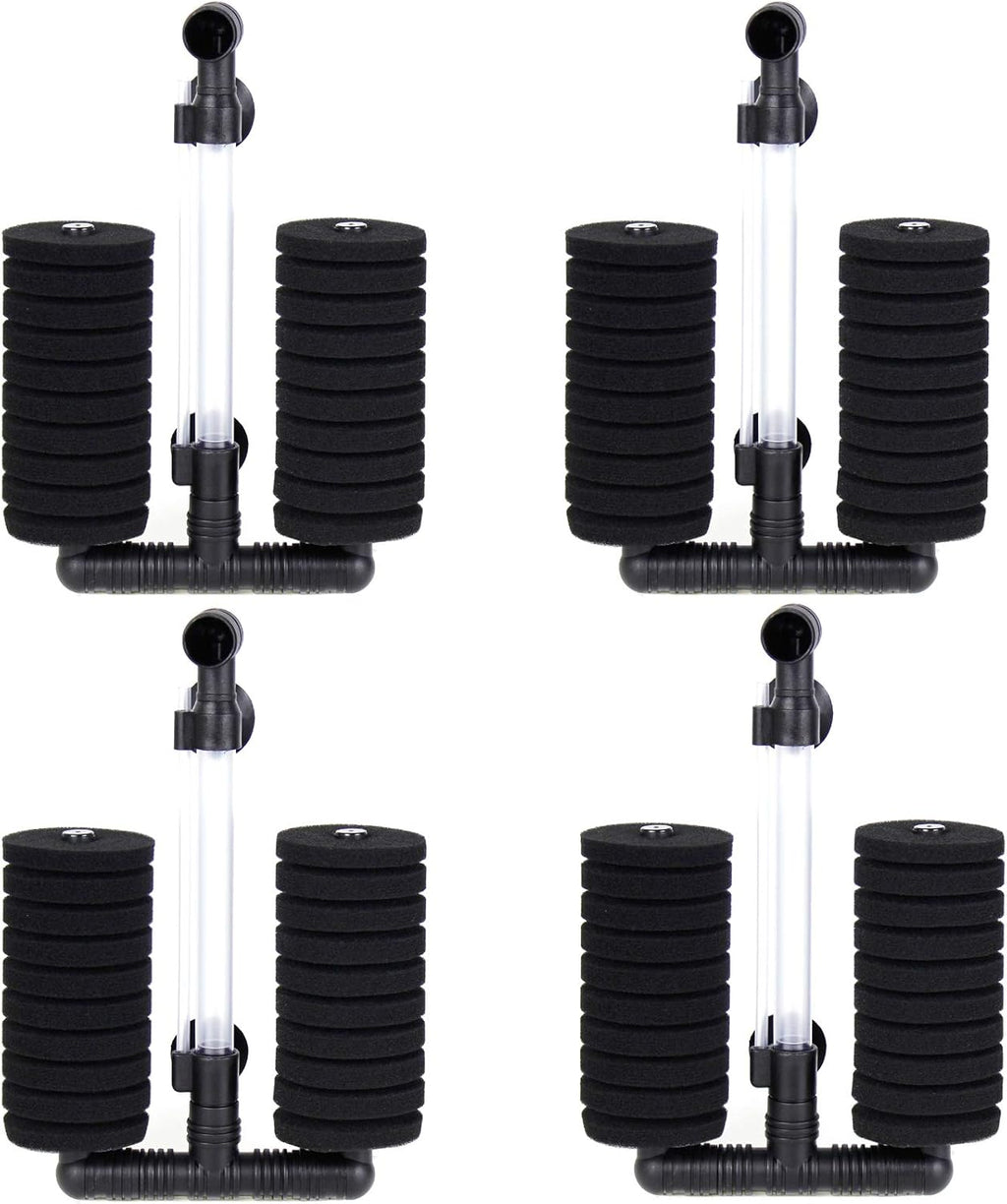 AQUANEAT 4 Pack Double Bio Sponge Filter, for Fry, Betta, Shrimp, Nano, Aquarium Fish Tank