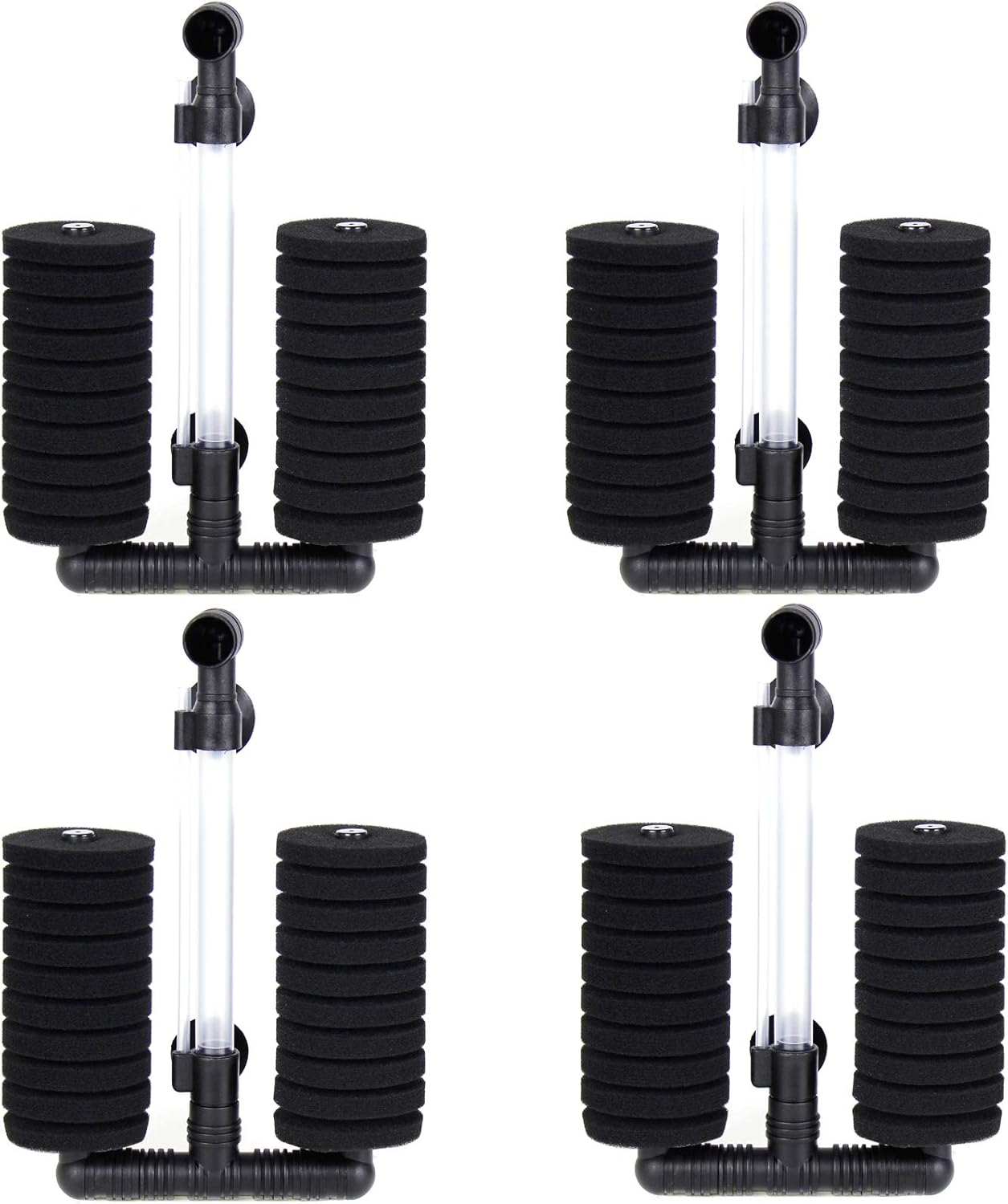 AQUANEAT 4 Pack Double Bio Sponge Filter, for Fry, Betta, Shrimp, Nano, Aquarium Fish Tank