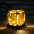 Infinite Space Abyss Lamp, Creative 4D Infinite Space Abyss Night Light with Touch Dimming, Rechargeable LED Hyper Cube Night Light for Gaming Setup Futuristic Room Décor (W Press Three light levels)