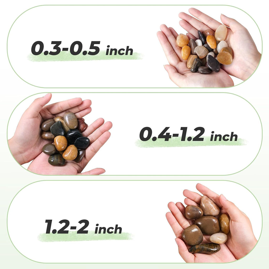 SIDONG 10 lbs Mixed River Rocks, 1.2-2 Inches Highly Polished Pebbles for Indoor Plants, Aquarium Rocks Used in Fish Tank, Decorative Stones for Plants, Vases, Home Décor, Crafting, Garden Landscaping