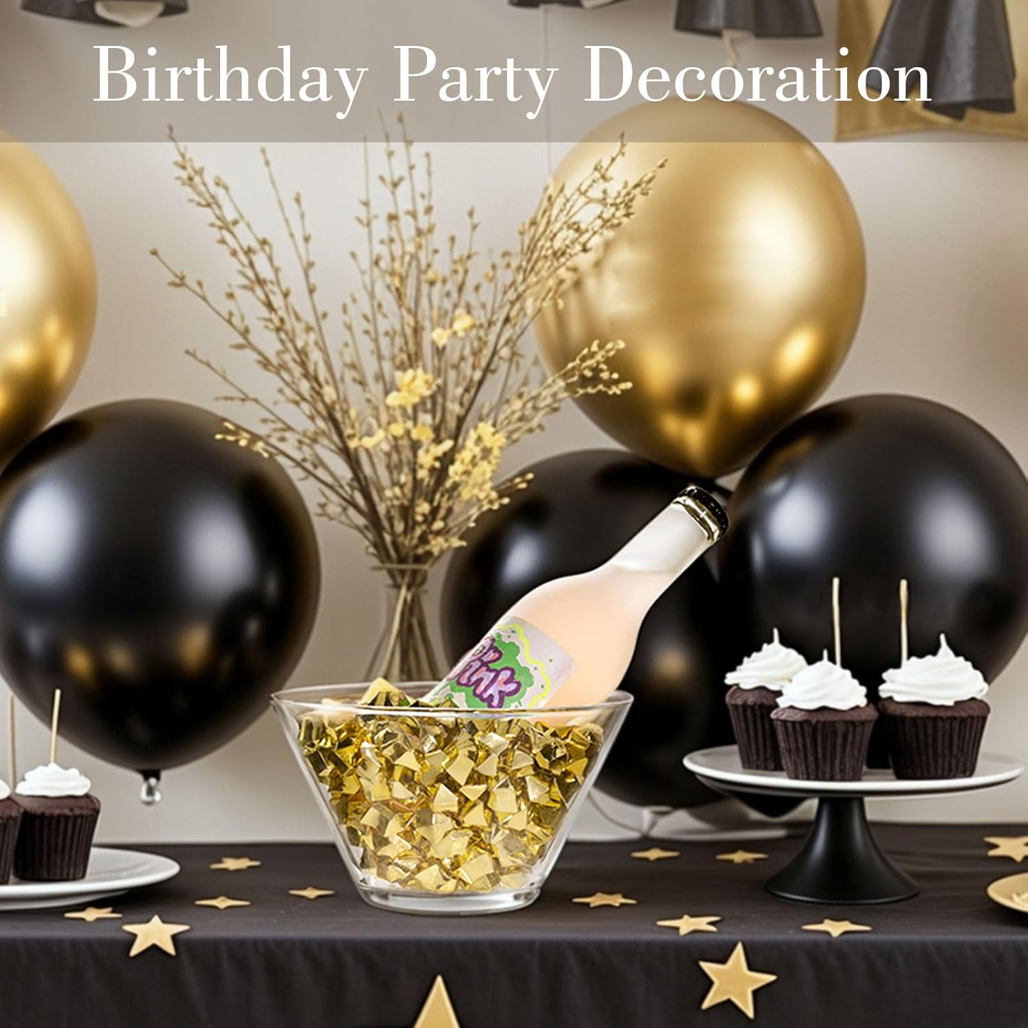 DomeStar 150PCS Gold Acrylic Ice Rocks – Faux Gold Gems Nuggets Vase Fillers for Christmas Centerpieces, Glitter Party Decorations, DIY Crafts & Table Scatter