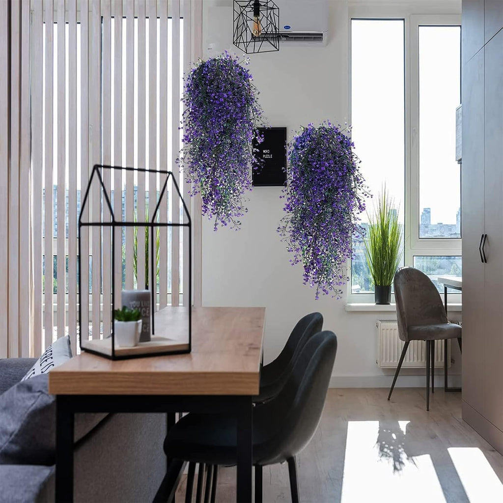 Toprooms Hanging Fake Plants,4 Pcs Faux Eucalyptus Leaf Greenery Vine Plant Faux Plants Fake Ivy Room Decor Home Garden Wedding Party Indoor Outdoor Decorations (4 Pcs Purple)