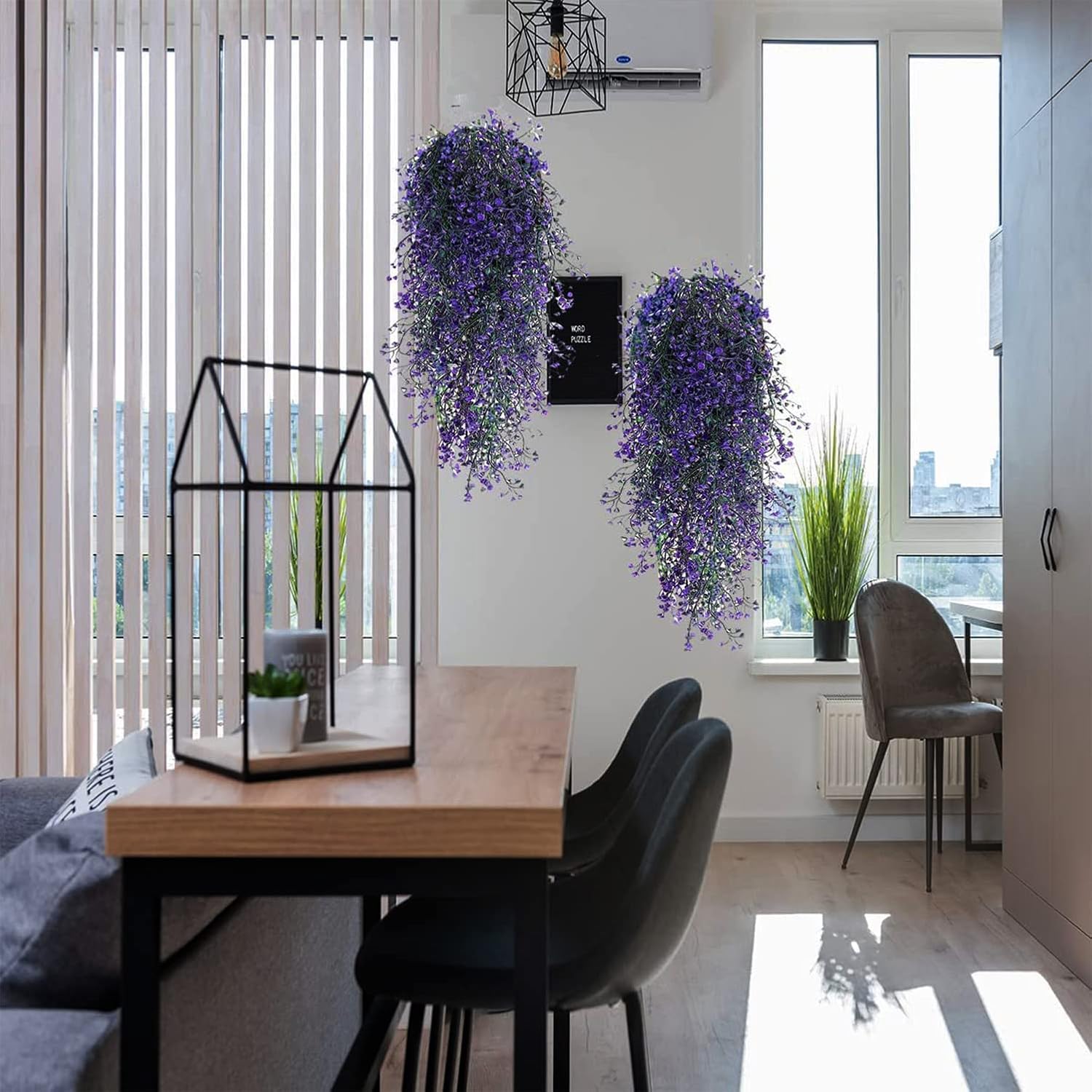 Toprooms Hanging Fake Plants,4 Pcs Faux Eucalyptus Leaf Greenery Vine Plant Faux Plants Fake Ivy Room Decor Home Garden Wedding Party Indoor Outdoor Decorations (4 Pcs Purple)
