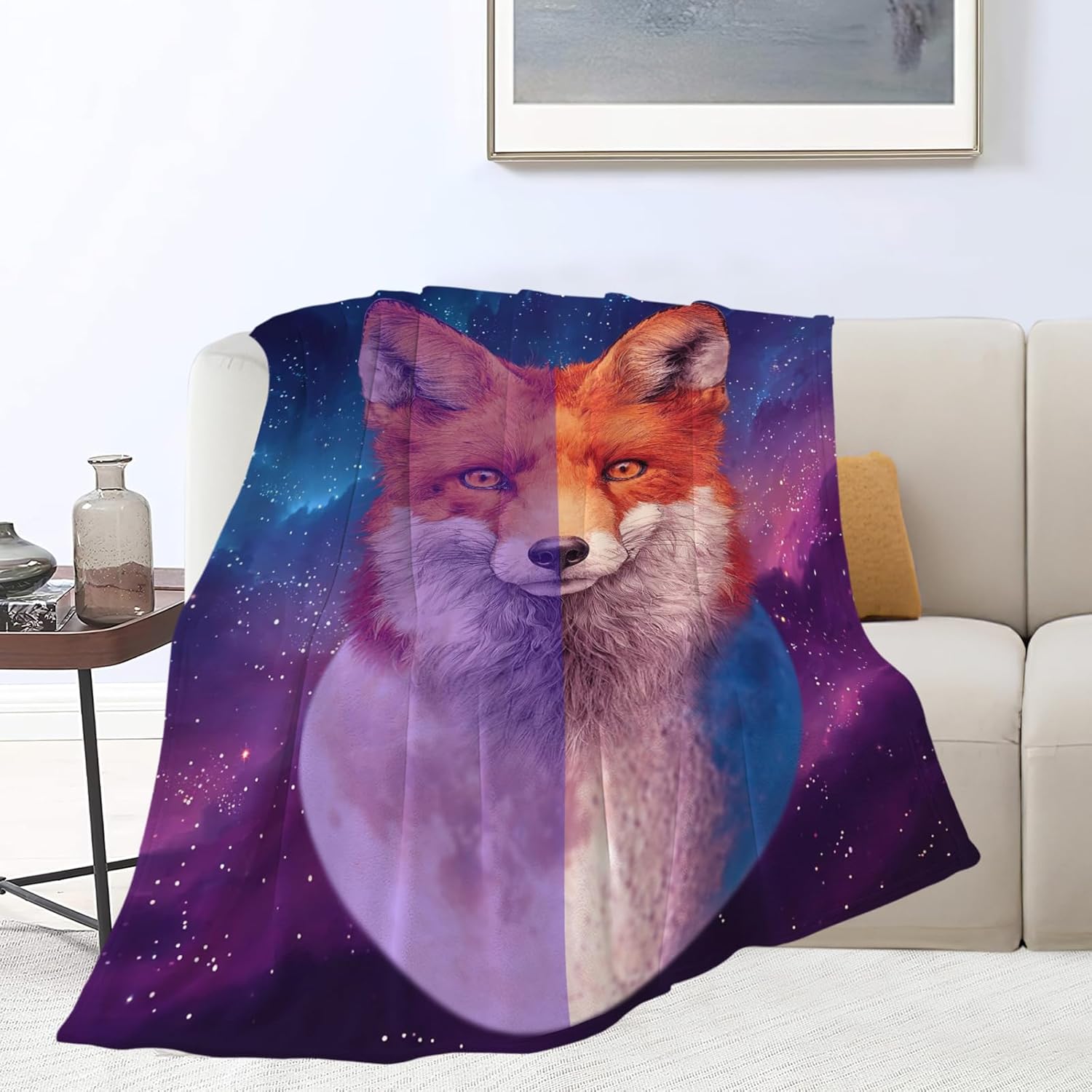 Fox Throw Blanket Orange Fox Stuff Gifts for Kids Girls Boys Adults Women Men Soft Cozy Warm Plush Fluffy Fuzzy Fleece Blanket Decor 60''X80''
