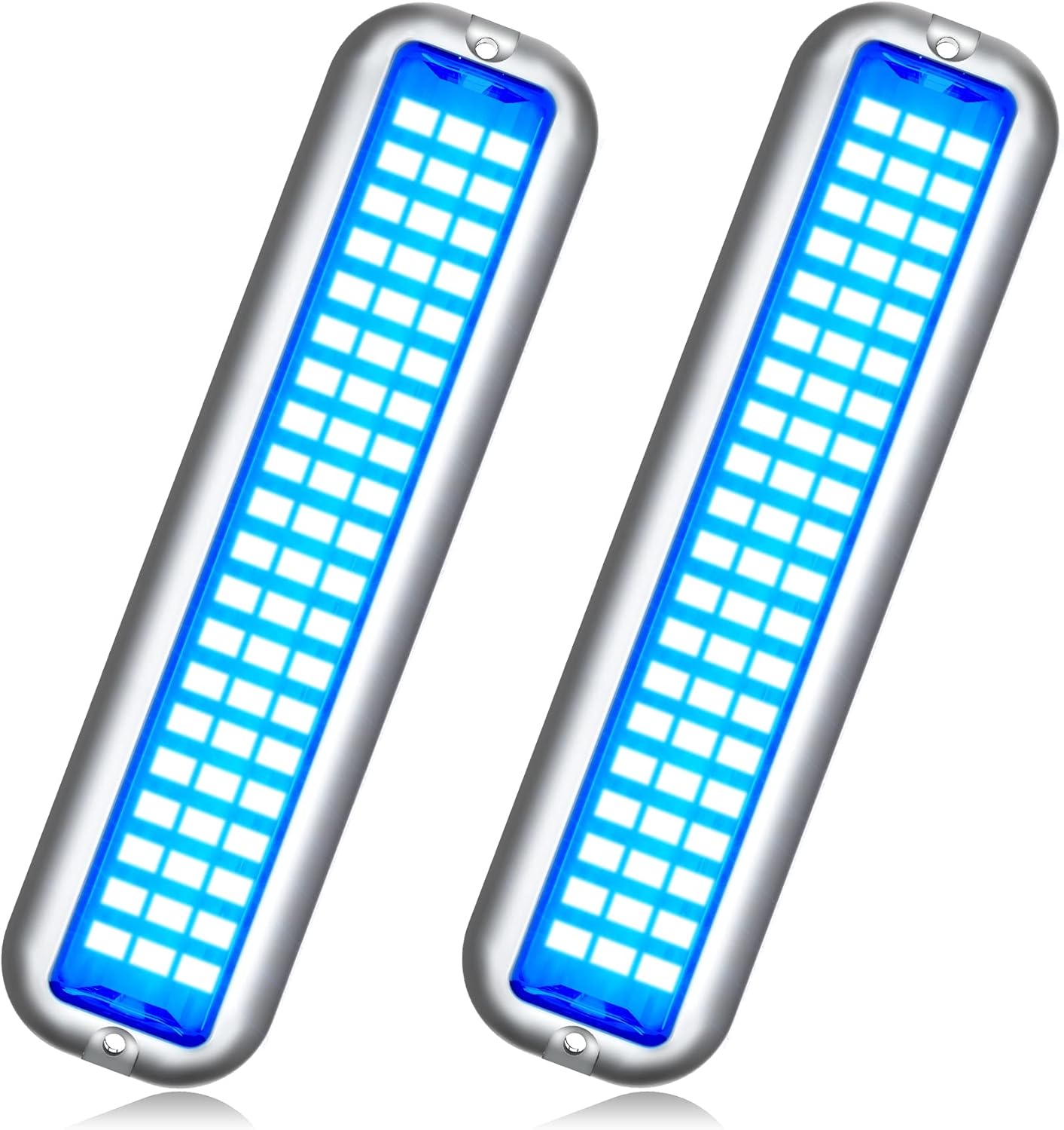 BASIKER BS3 Marine LED Boat Light (2x2000LM 60LED), 10-36V, 316 Stainless Steel, IP68, Air or Underwater, Surface Mount Designed for Cruise Ships, Yachts, Boats, Sailboat, Pontoon, Transom (Blue)