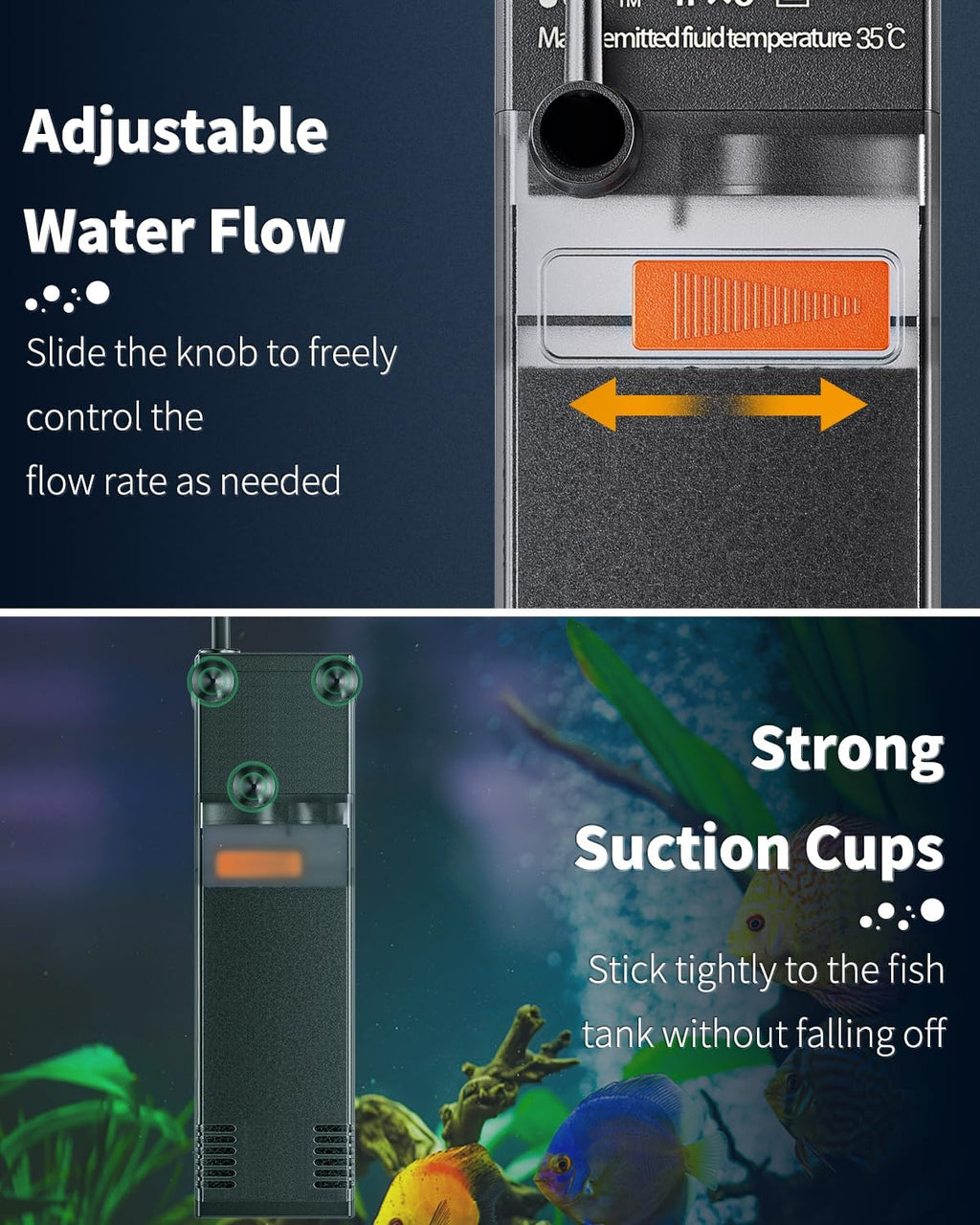 Pawfly Internal Aquarium Filter with 80 GPH Water Pump Quiet Submersible Bio Sponge Foam Filter for 10 to 20 Gallon Fish Tanks Small Multifunctional Filter for Filtration Circulation and Oxygenation