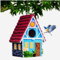 Garden Bird House for Outside Clearance Hanging Outdoors Country Cute Birdhouses for Wren Finchs Chickadee Hummingbird Tree Swallow Cage Kids Nature Lover Bluebird House(Red)