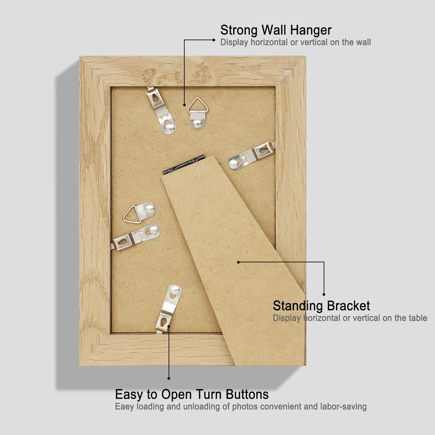 5x7 Picture Frame Set of 4, Made of Real Glass and Natural Oak Wooden Frame, 5 by 7 Photo for Wall or Tabletop - Display Picture 4x6 with Mat or 5x7 Without Mat