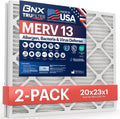 BNX TruFilter 20x23x1 Air Filter MERV 13 (2-Pack) - MADE IN USA - Electrostatic Pleated Air Conditioner HVAC AC Furnace Filters for Allergies, Pollen, Mold, Bacteria, Smoke, Allergen, MPR 1900 FPR 10