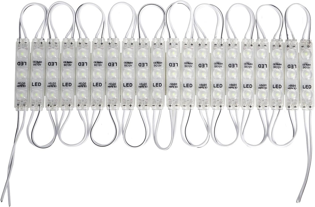 LED Module, Replacement Lights for Inflatables White 20pcs 9.8 Ft 3 LED Super Bright 2835 SMD IP65 Waterproof for Advertising Signs with Tape Adhesive Backside (White Light)