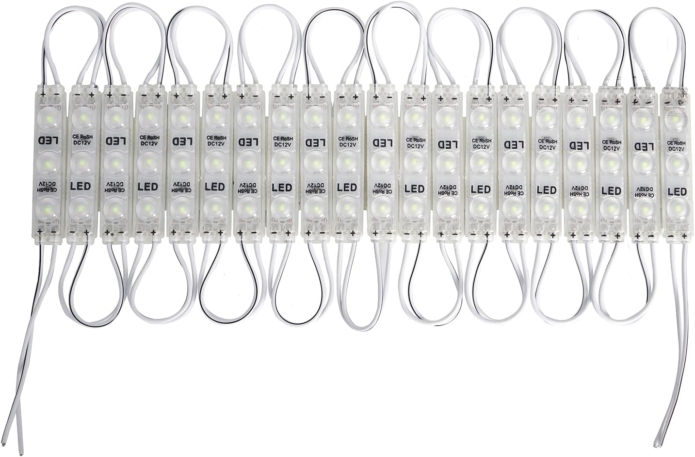 LED Module, Replacement Lights for Inflatables White 20pcs 9.8 Ft 3 LED Super Bright 2835 SMD IP65 Waterproof for Advertising Signs with Tape Adhesive Backside (White Light)