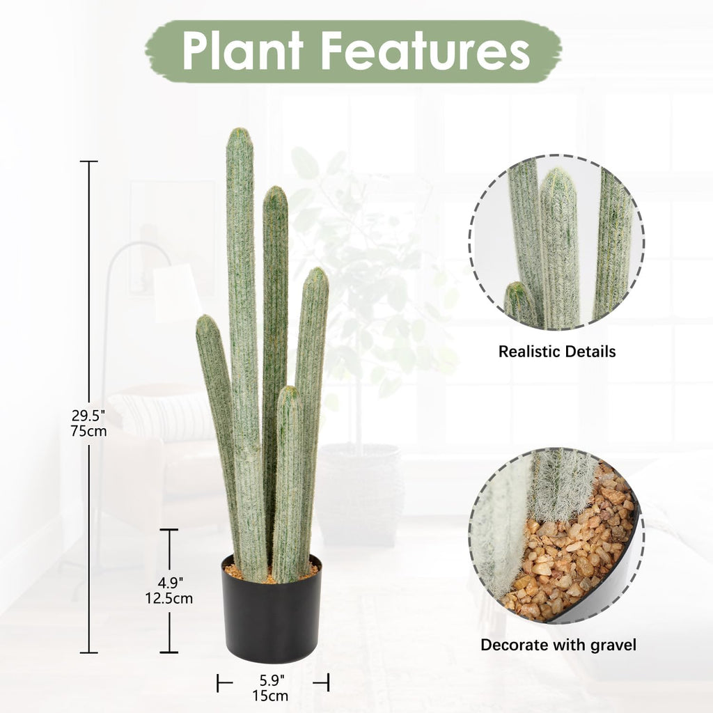 DILATATA 29.5” Tall Fake Cactus Plant Potted Large Cactus 'Old Man Cactus' Big Cacti Plants Artificial Cactus for Home Garden Office Decor Housewarming Gifts Faux Cacti