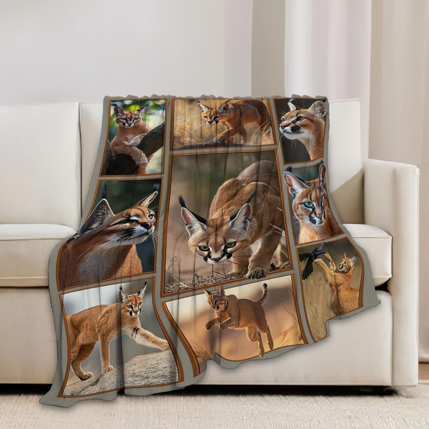 Caracal Blanket African Caracal Animal Lover Throw Blankets Gifts for Girls Boys Kids Soft Cozy Fleece Plush for Couch Sofa Bed 50"x40"