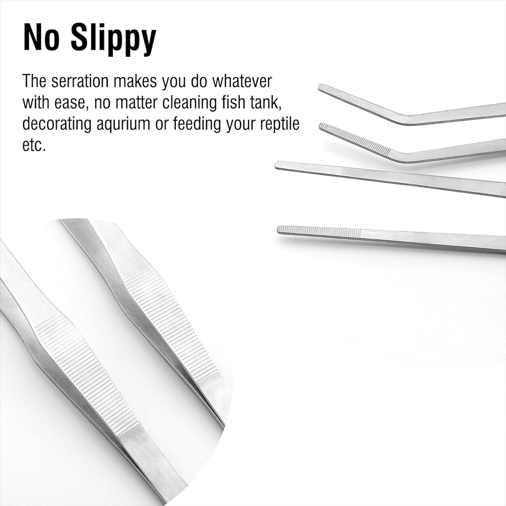 2Pcs 15 inch Extra Long Rustproof Tweezers for Salt & Fresh Water, Heavy Duty Reptile Feeding Tongs for Aquarium & Terrarium, Large Metal Snake Feeding Tongs, SUS 304 Stainless Steel Tweezers