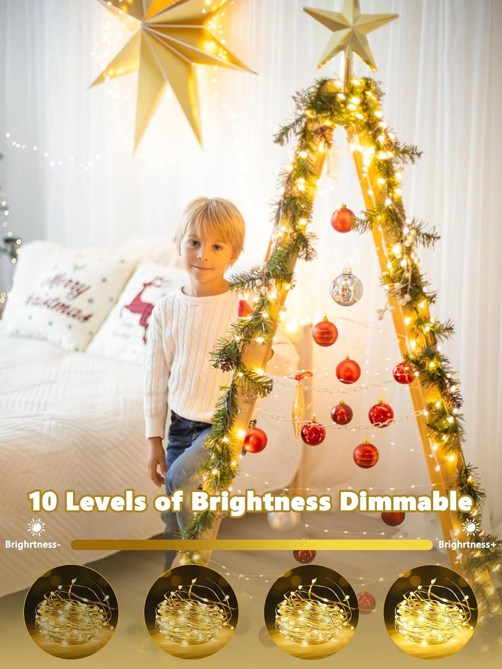 6 Pack Fairy Lights Battery Operated with Remote Control Timer, 26 FT 80 LED String Lights Outdoor Indoor, 8 Mode Twinkle Lights for Christmas Party Wedding Birthday Bedroom Decorations (Warm White)