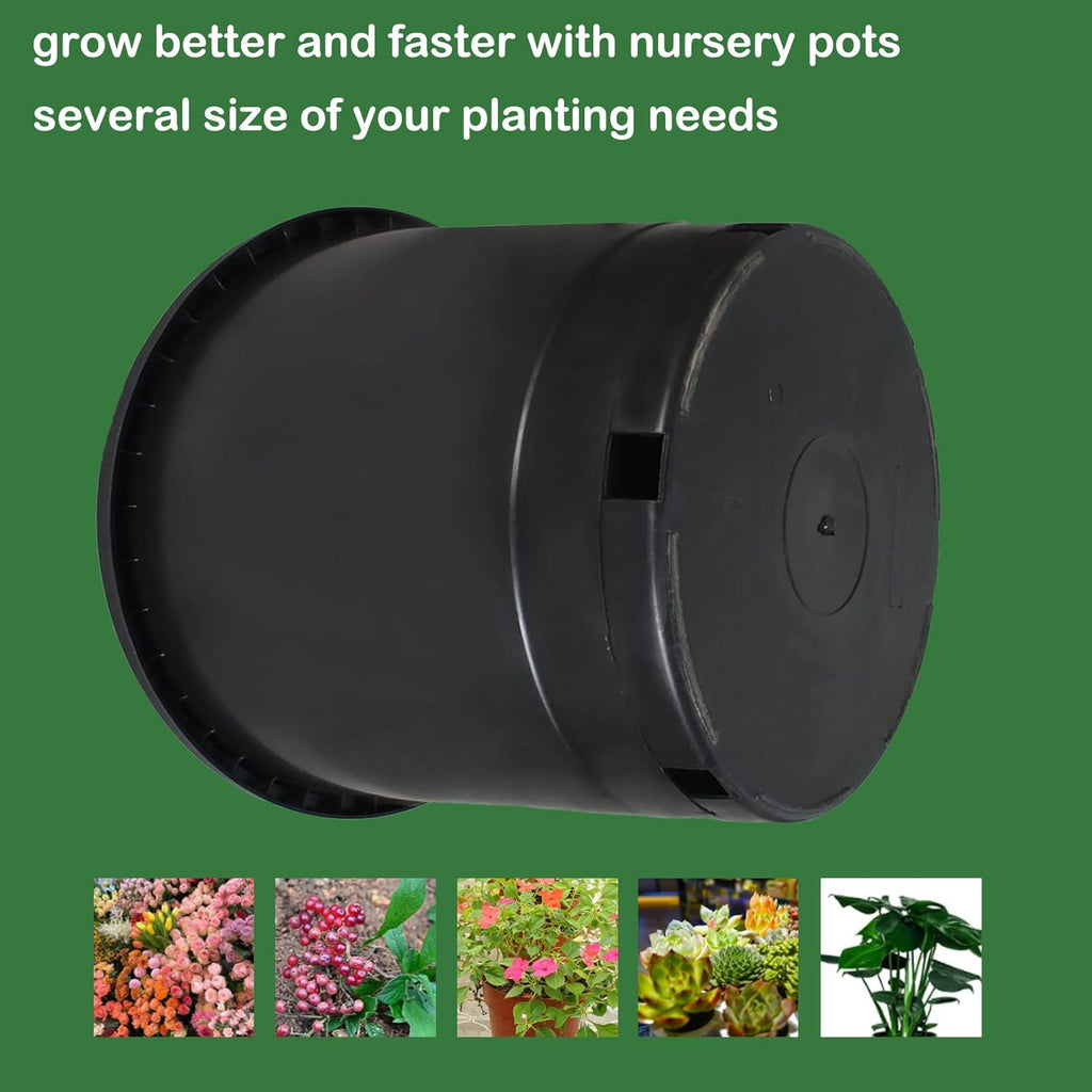 10 Pcs 15 Gallon Round Black Nursery Pots Garden Plastic Planter Nursery Pots for Indoor and Outdoor Plants with Drainage Hole