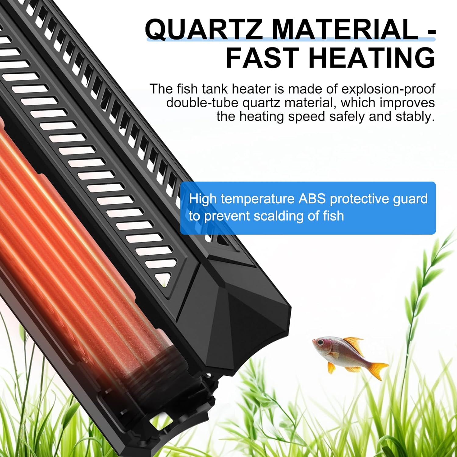 fishkeeper Aquarium Heater, 1000 W Adjustable Fish Tank Heater with Digital Display Controller, Submersible Water Heater with Over-Temperature Protection for Saltwater Freshwater 106-264 Gallon