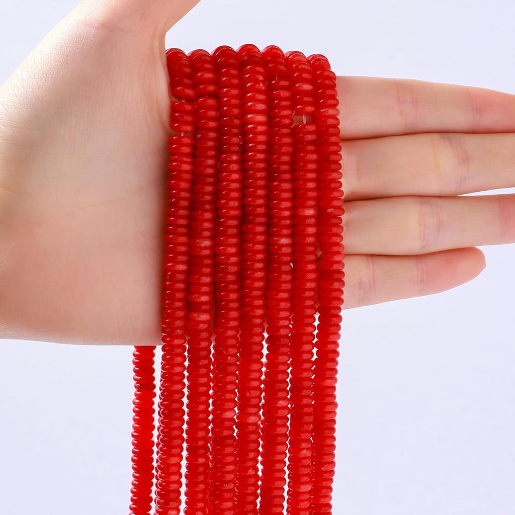 Natural Red Agate Disk Stone Spacer Beads 6x2mm 38cm/str Flat Rondelle Loose Semi Gemstone Caps for Making Bracelets Necklace