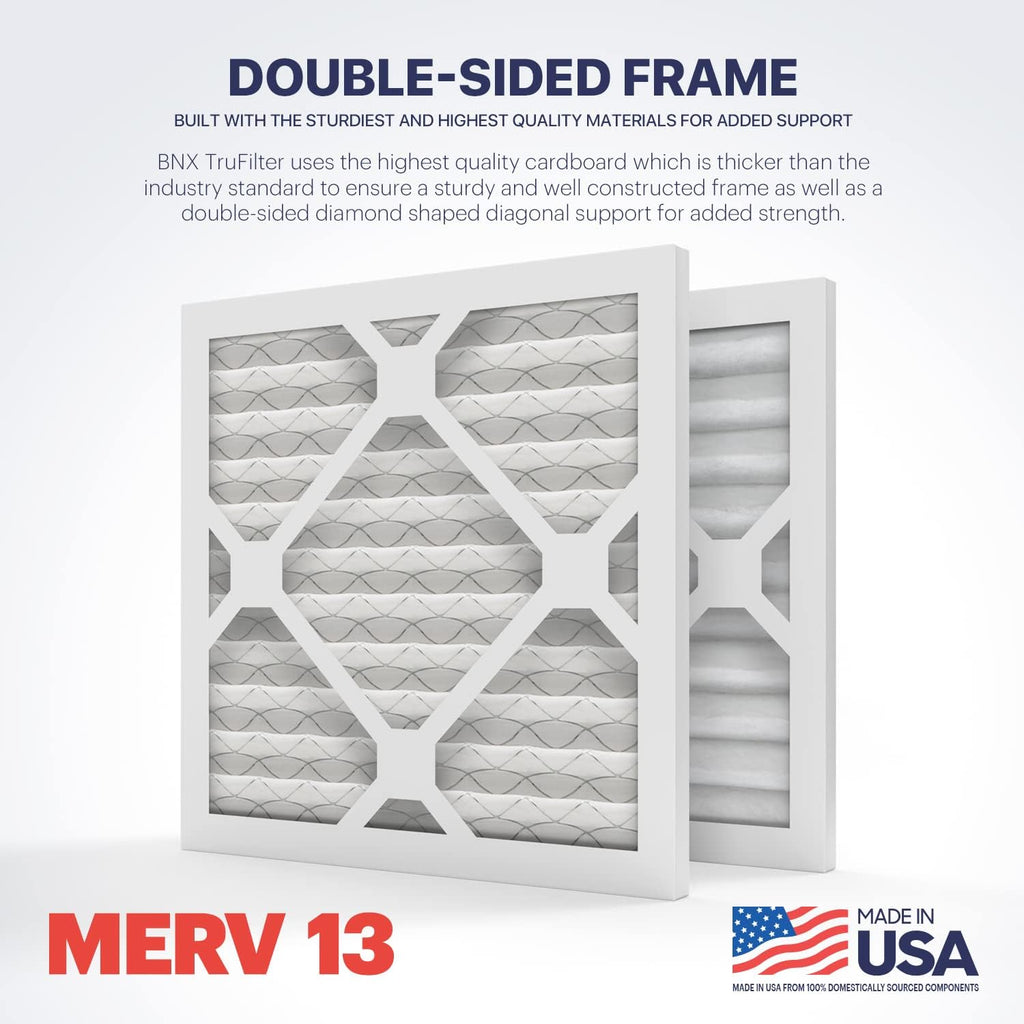 BNX TruFilter 10x10x1 Air Filter MERV 13 (6-Pack) - MADE IN USA - Electrostatic Pleated Air Conditioner HVAC AC Furnace Filters for Allergies, Pollen, Mold, Bacteria, Smoke, Allergen, MPR 1900 FPR 10