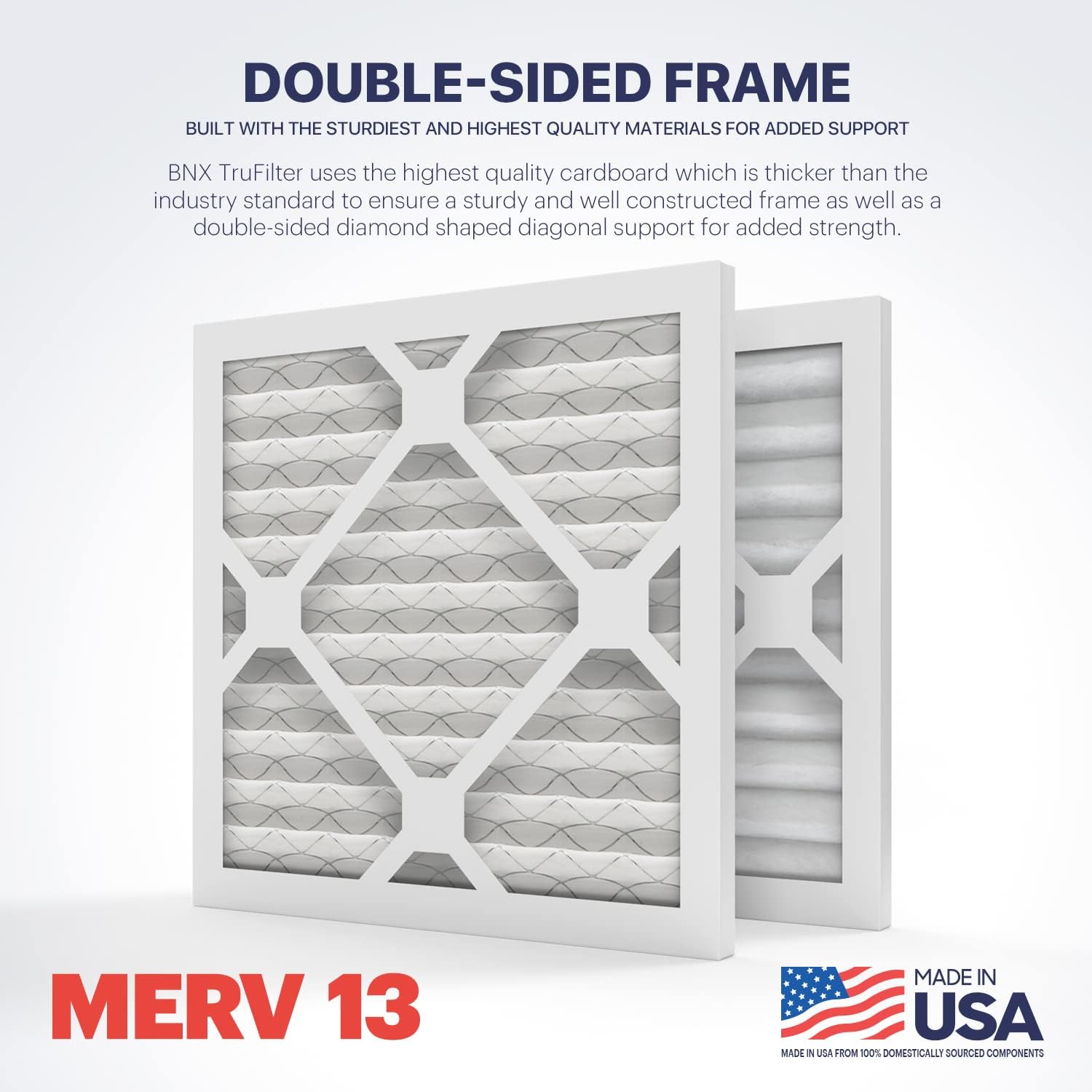 BNX TruFilter 10x10x1 Air Filter MERV 13 (6-Pack) - MADE IN USA - Electrostatic Pleated Air Conditioner HVAC AC Furnace Filters for Allergies, Pollen, Mold, Bacteria, Smoke, Allergen, MPR 1900 FPR 10