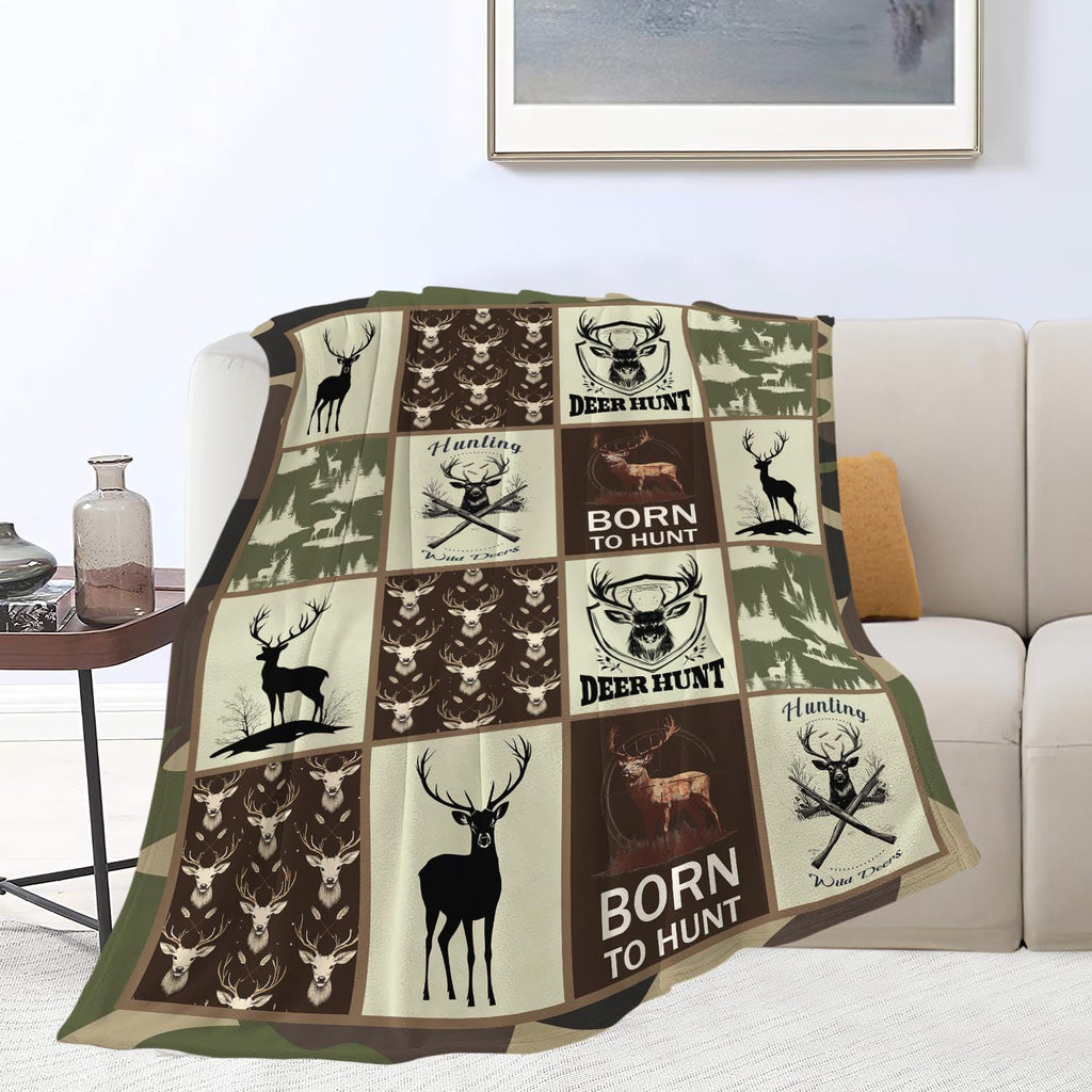Deer Hunting Blanket Hunt Deer Throw Blanket Gifts for Girls Women Kids Boys Adults Men Super Soft Cozy Plush Fluffy Fuzzy Fleece Blanket Home Decor 50''X60''
