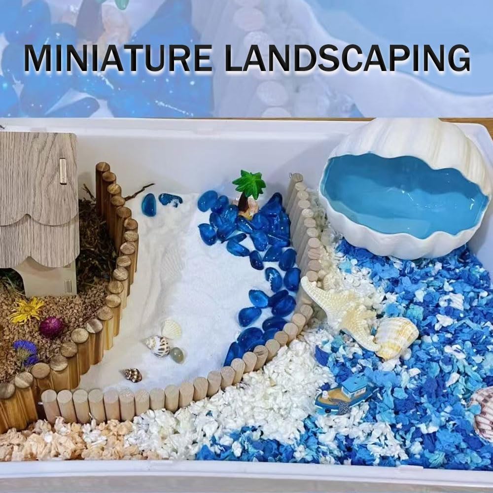 RUIAN Fish Tank Decor & Hamster House - Multipurpose Aquarium Ornament, Storage & Pet Habitat - Ideal for Aquascaping, Small Pets & Craft Projects (Blue)