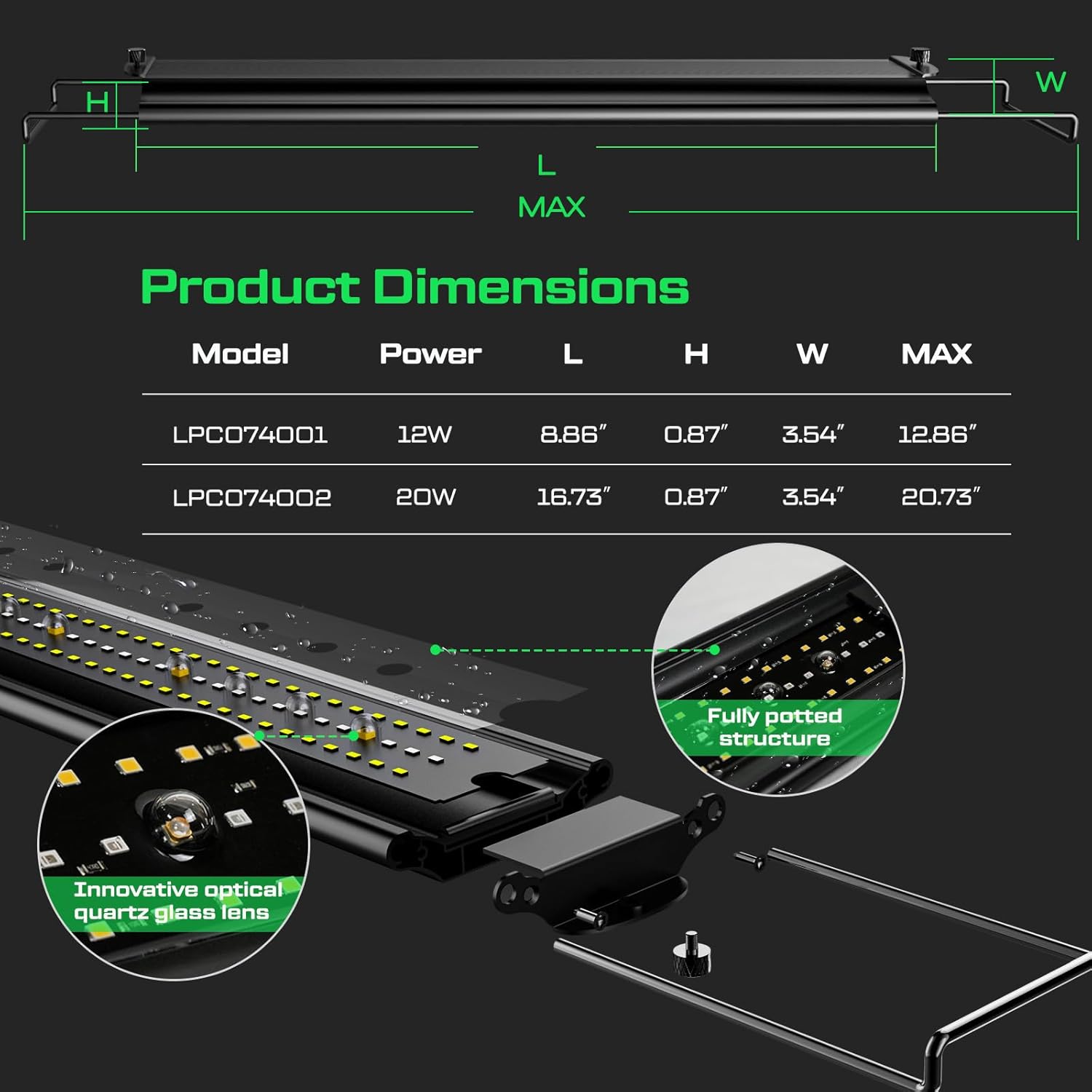 20W LED UVB Strip Lights for Reptiles, Dimming UVB UVA Reptile Lamp, LCD Remote Control with 24/7 Timer, Multiple Modes for Bearded Dragon Leopard Gecko Tortoise Frog Snake Plant
