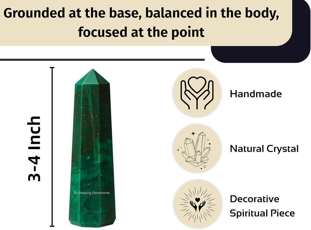 Amazing Gemstone Bloodstone Crystal Towers ~ Natural Healing Crystal Point Obelisk for Reiki Healing and Crystal Grid (3- Inch)