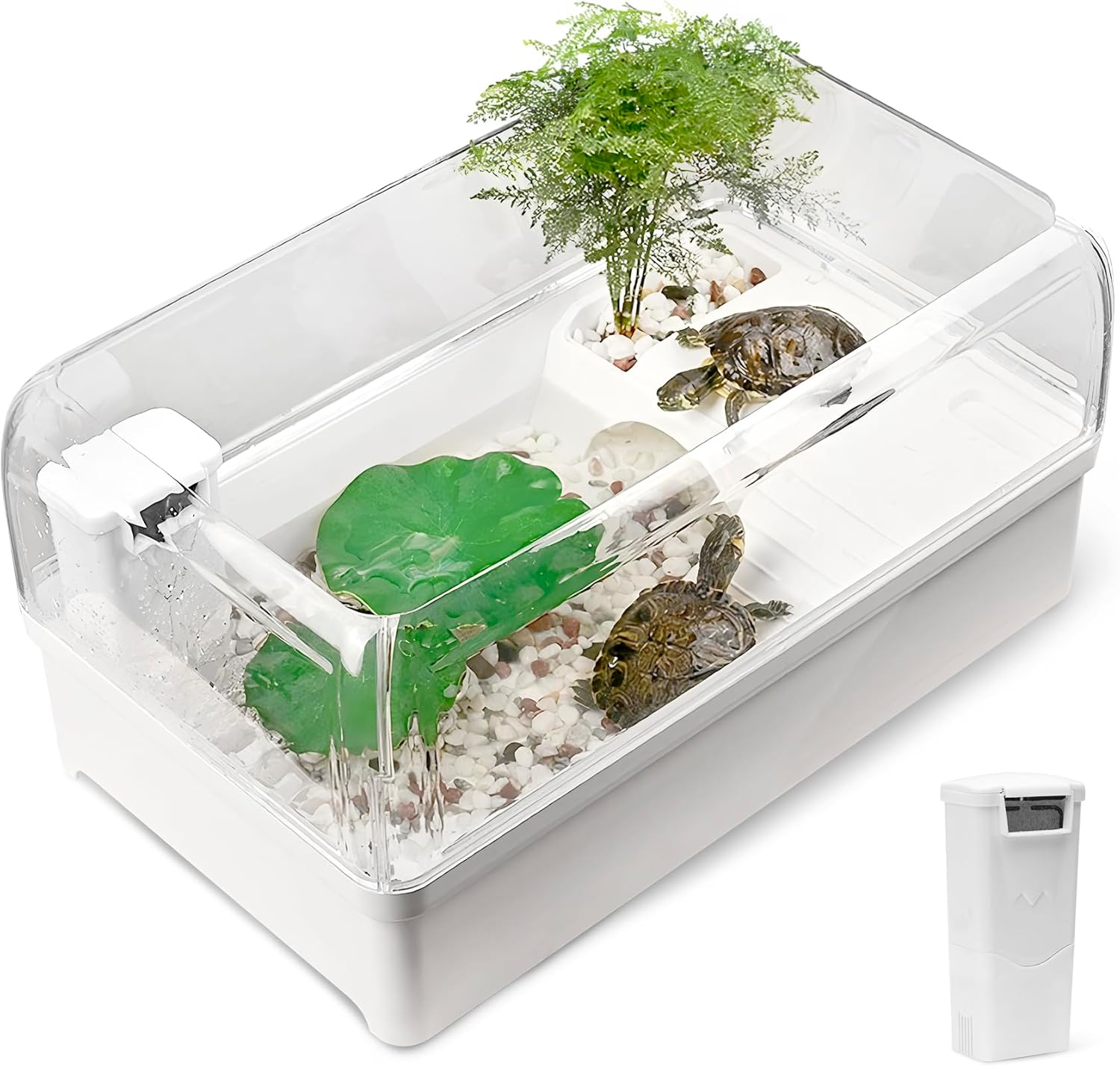 Turtle Tank Habitat Kit,Aquatic Tortoise Enclosure Starter Aquarium with Multi-Function Area and Water Filter, Baby Adult Turtles Tub Complete House,Terrarium for Red Eared Slider Reptile Crab