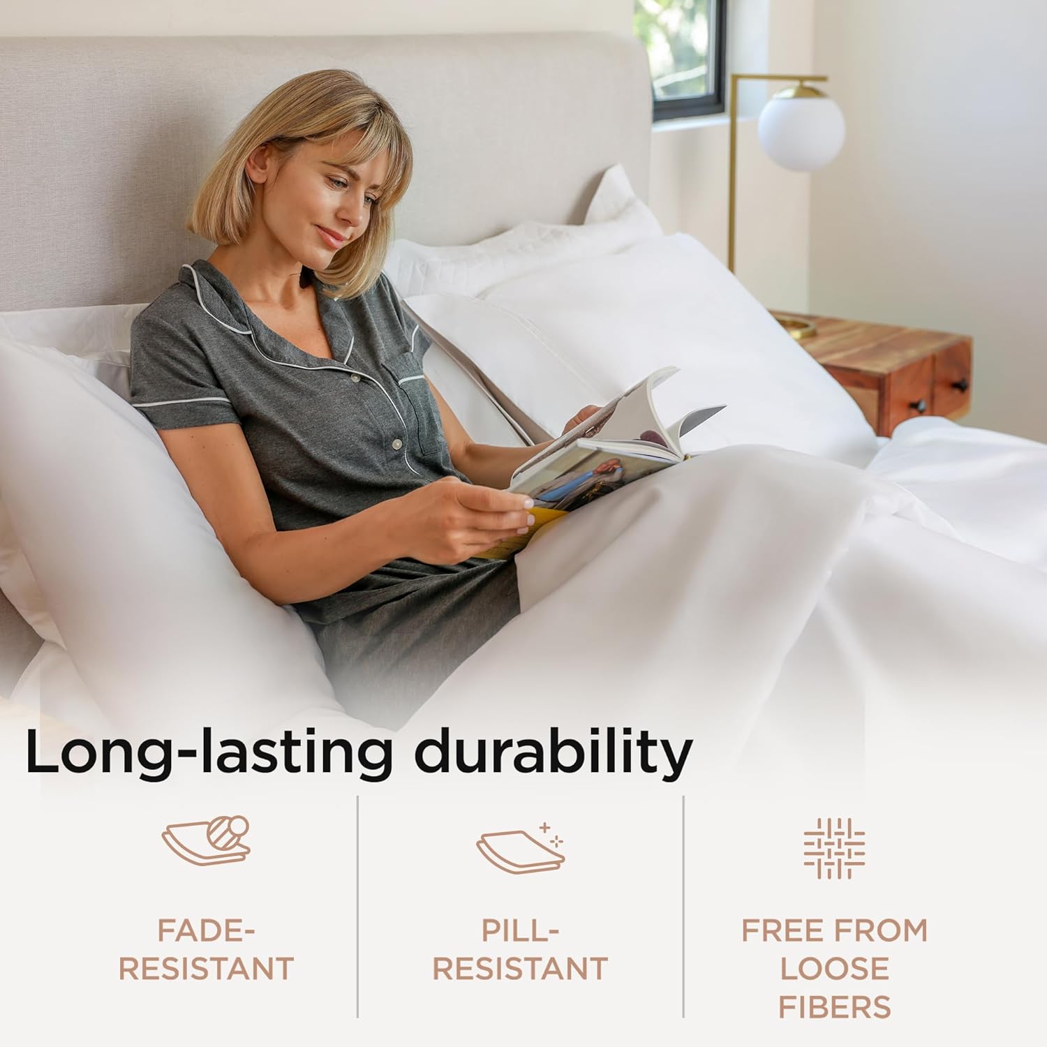 Threadmill 100% Cotton Sheets for Twin XL Size Bed - 600 Thread Count Twin XL Bed Sheets Set with 15” Deep Pocket - Sateen Weave 3-Piece Bedding Set with Cooling Effect, White