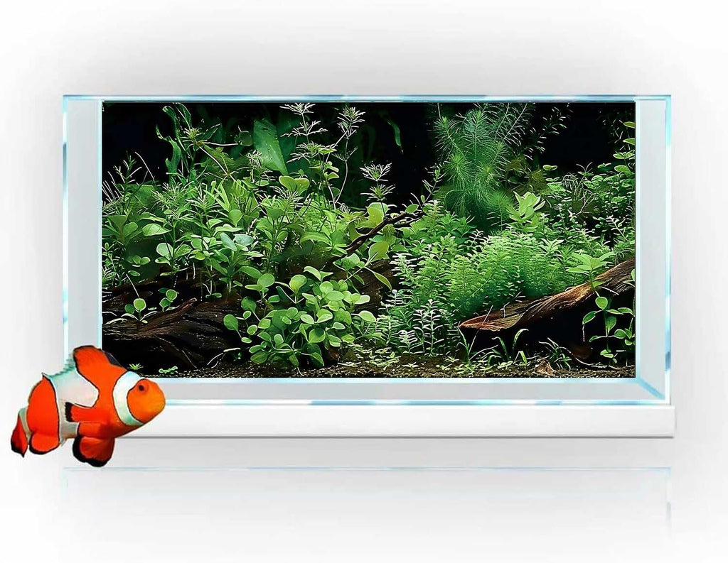 Aquatic Plant Aquarium Background, River Bed & Lake Tropical Undersea Tree BranchFish Tank Background, 6 EVA Double-Sided Tapes 48x24 inches/120x60