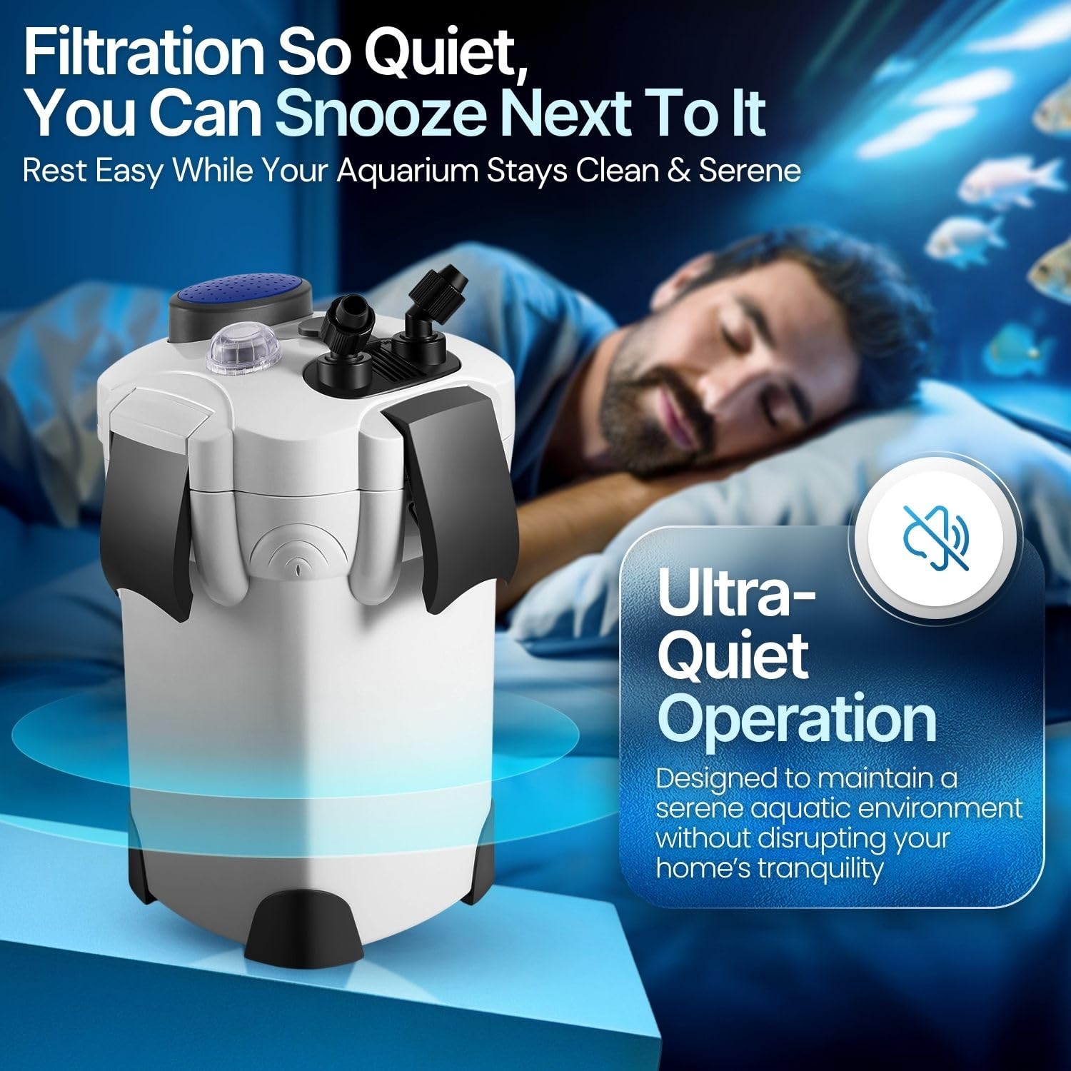 Flexzion Aquarium Canister Filter with 265GPH Flow Rate, Spray Bar, & 3-Stage Media Filtration for up to 75 Gallon Fish Tanks - Ultra-Quiet External Canister Filters for Aquarium