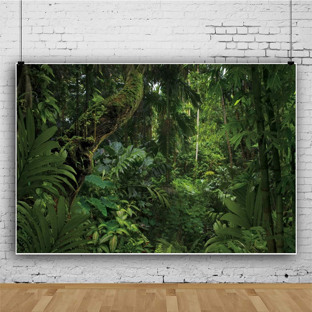 10x7ft Jungle Forest Photography Backdrop for Outdoorsy Camping Theme Party Background Spring Mysterious Rainforest Jungle Forest Tree Natural Scenery Kids Adult Wedding Photo Studio Props