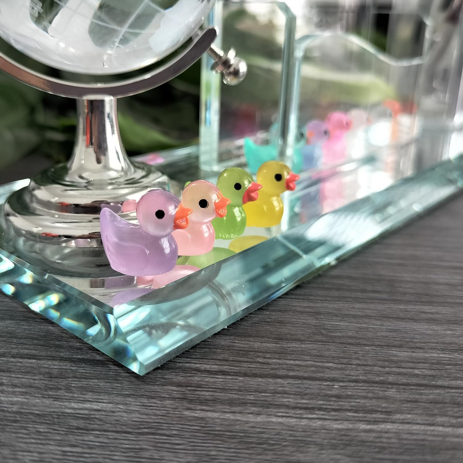 220 Pcs Mini Resin Ducks Luminous Tiny Ducks Miniature Duck Glow in The Dark for DIY Garden Dollhouse Duck Accessories Micro Landscape Aquarium Party Decor